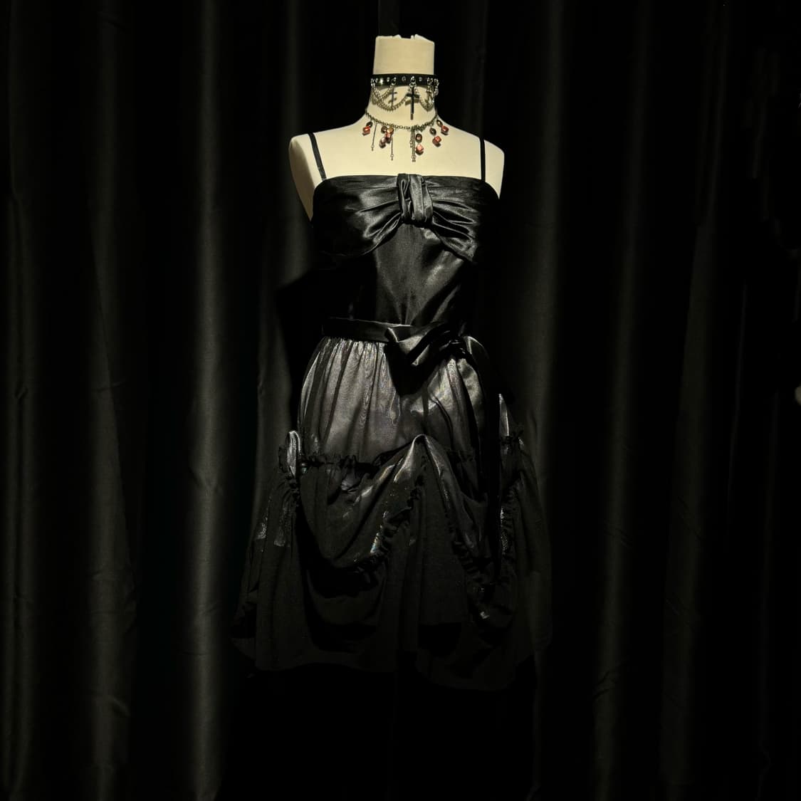 빅 리본 포인트 퍼프 원피스 상품이미지1