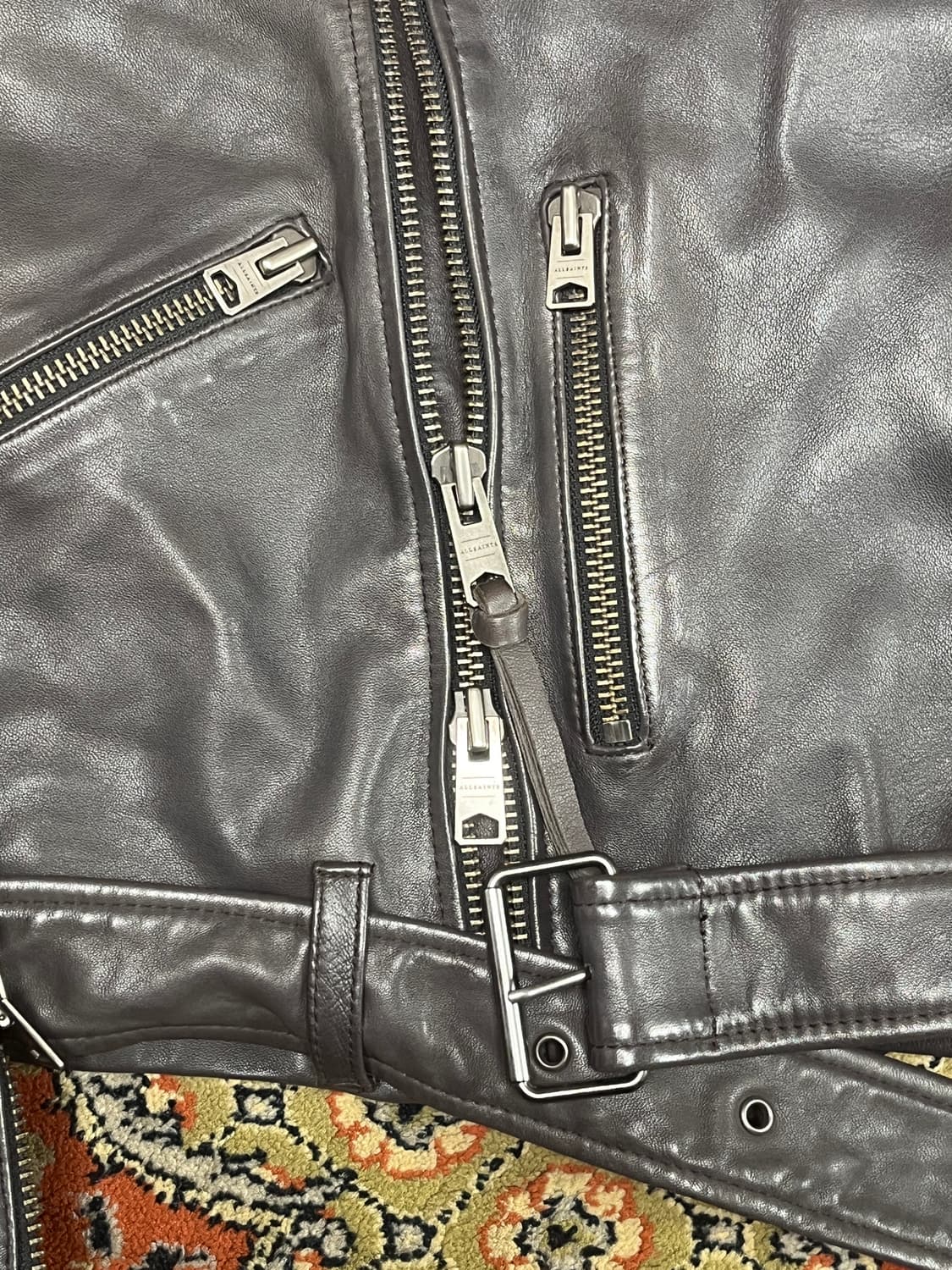 [M] 올세인츠 카하와 더블 라이더 자켓 그레이브라운 상품이미지4