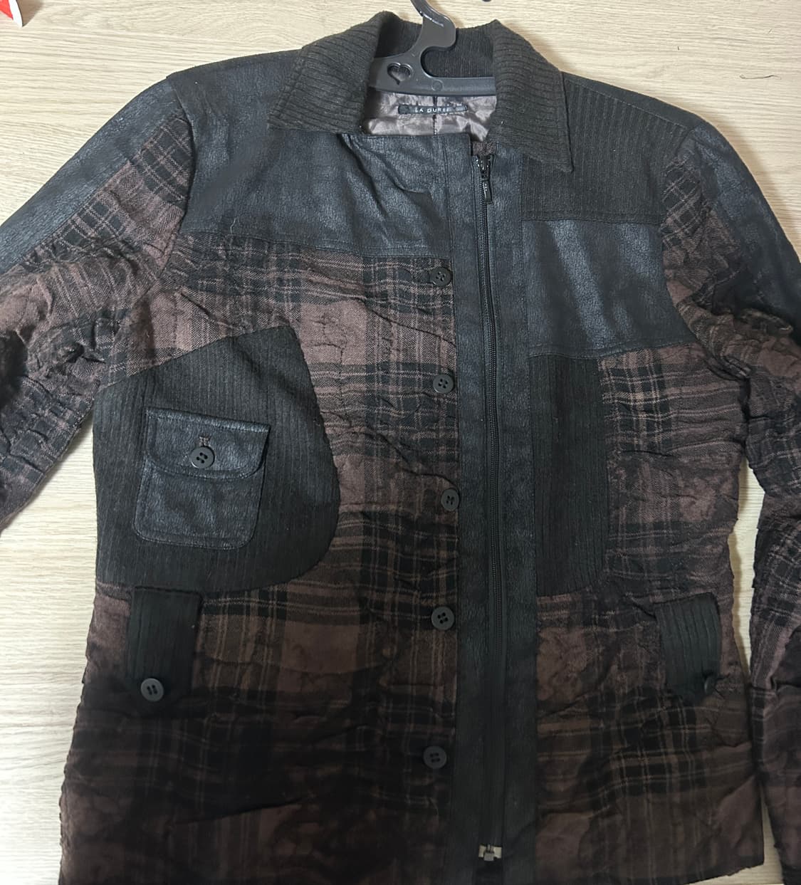 빈티지 체크 사선지퍼 자켓 상품이미지1