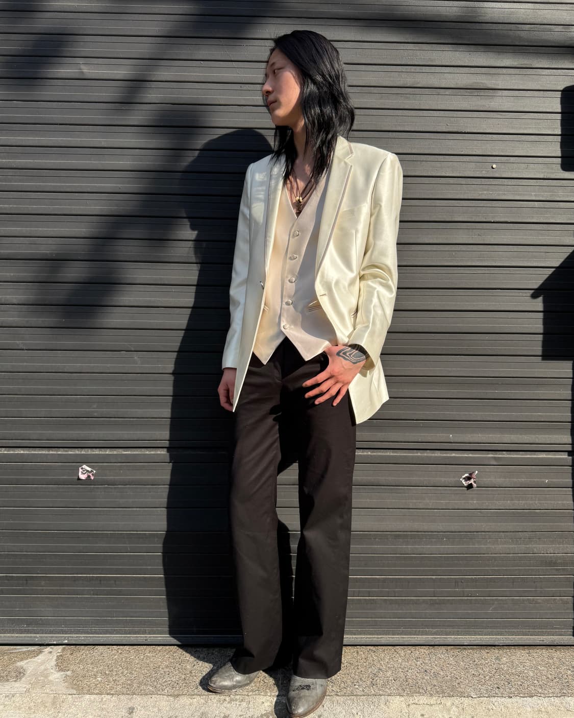 Black Wide Flare Slacks 상품이미지1
