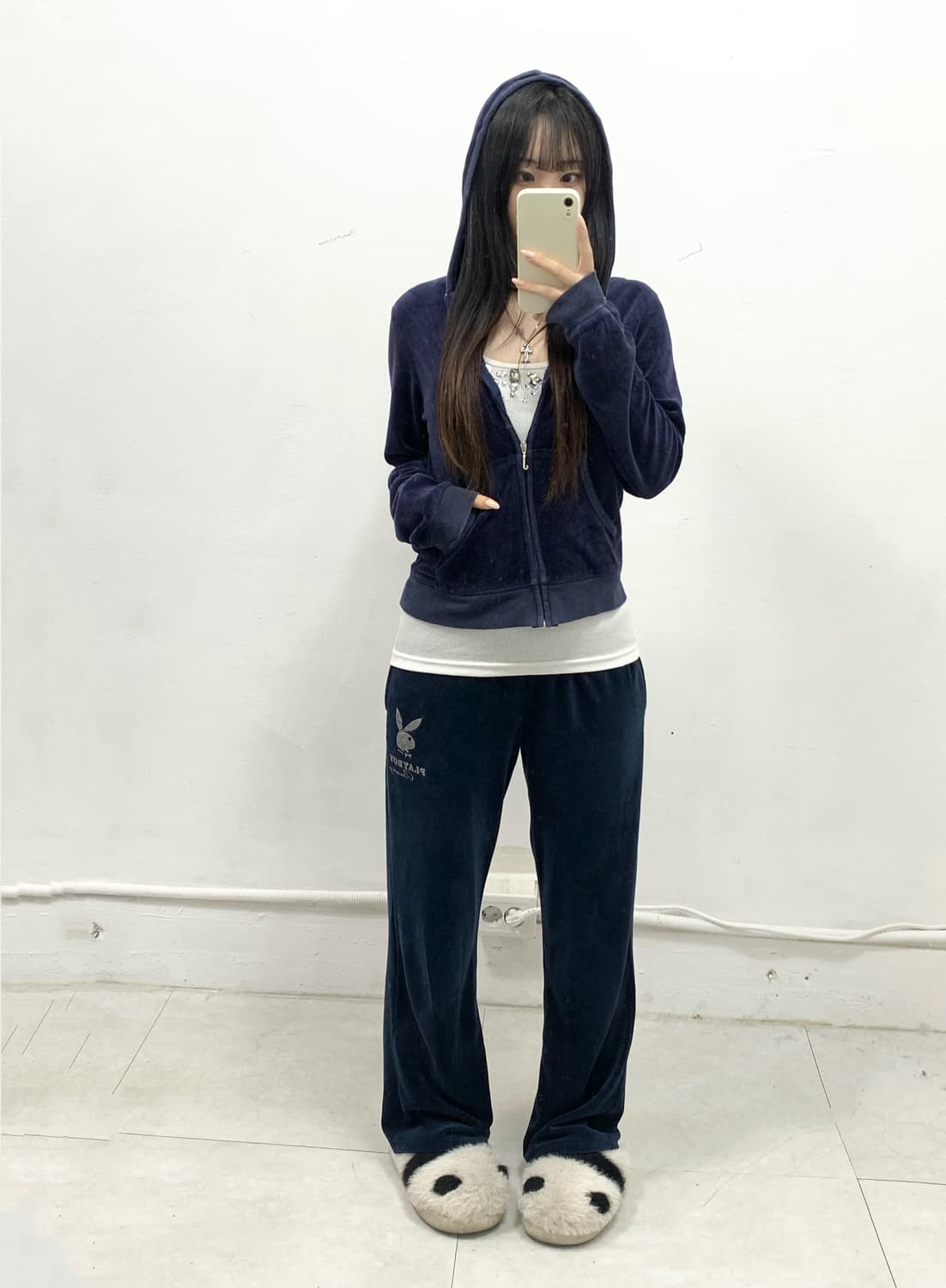 [PLAY BOY] 플레이보이 갸루 벨벳 트레이닝 팬츠 상품이미지2