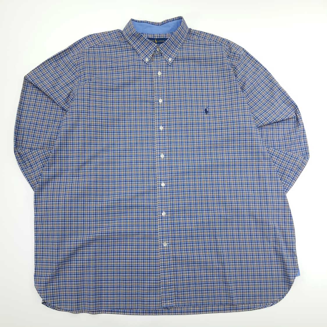CN788 3XB 폴로 랄프로렌 네이비브라운 스몰타탄체크 긴팔 셔츠 남방 상품이미지1