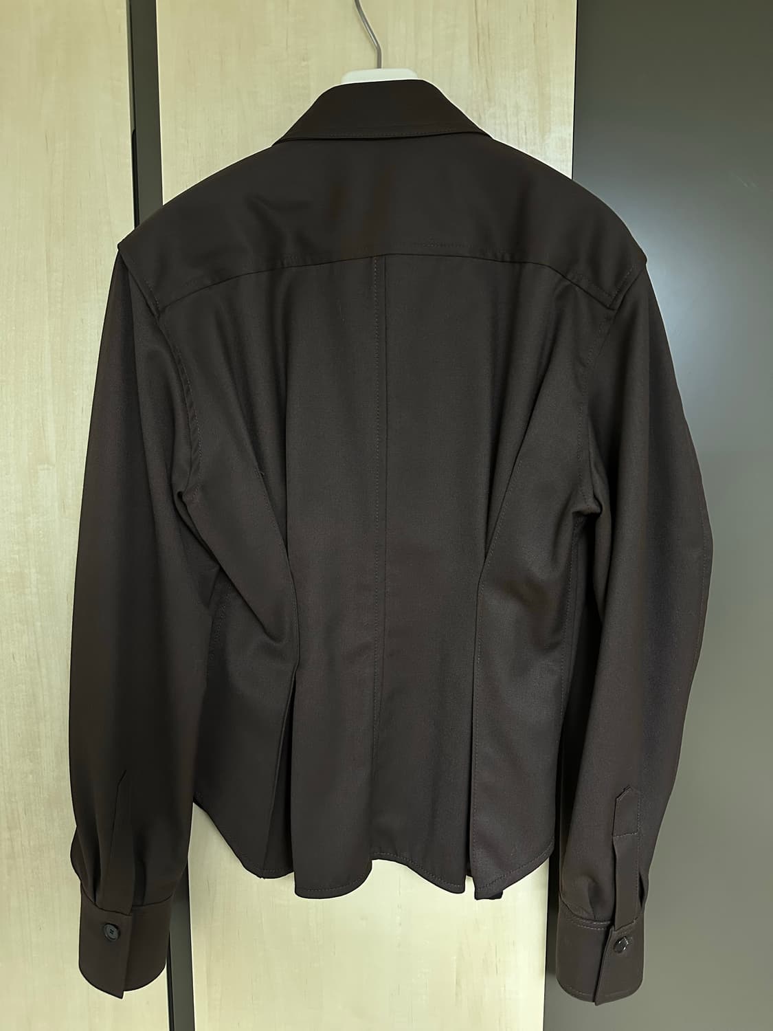 렉토 울 페플럼 셔츠 빈티지 브라운 상품이미지3