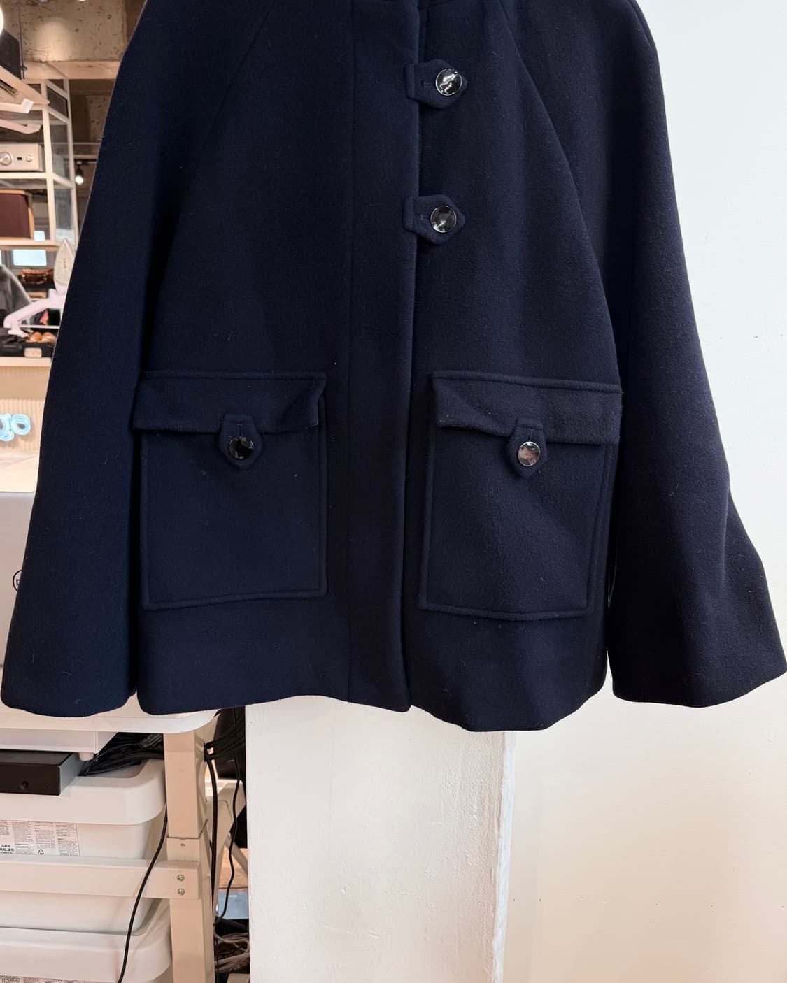 가니 네이비 보일드 울 후드 코트  상품이미지6