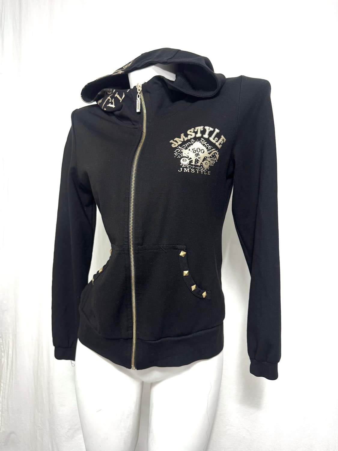 Black gold printing hood zip up 상품이미지2