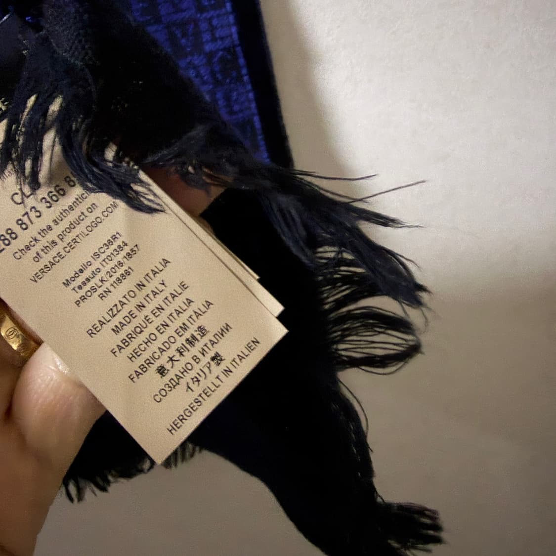 베르사체 양면 울 머플러 (블루&블랙) 상품이미지5