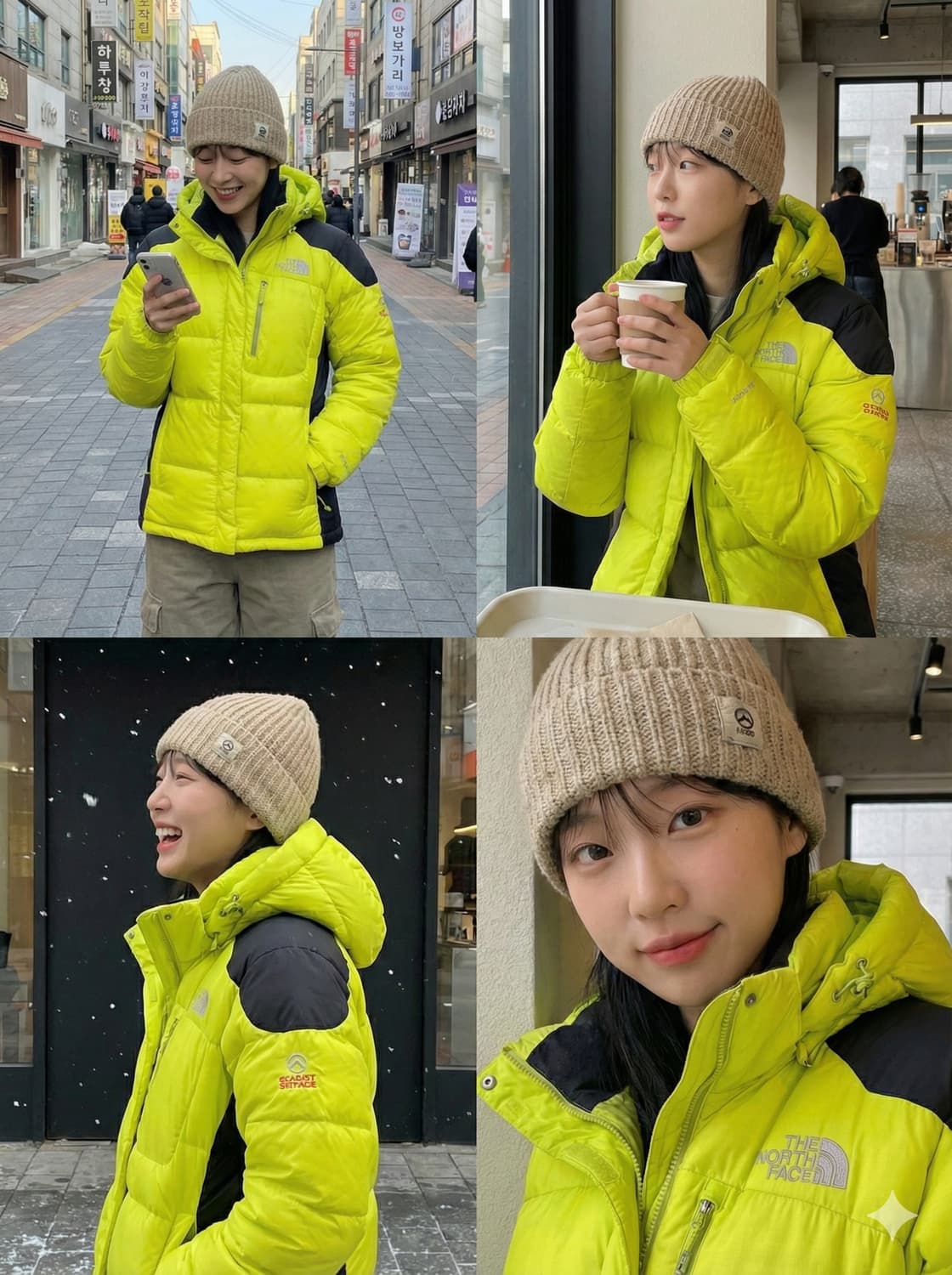 노스페이스 시선강탈 형광 네온 라임 구스다운 숏패딩 90(S)실측M 상품이미지1