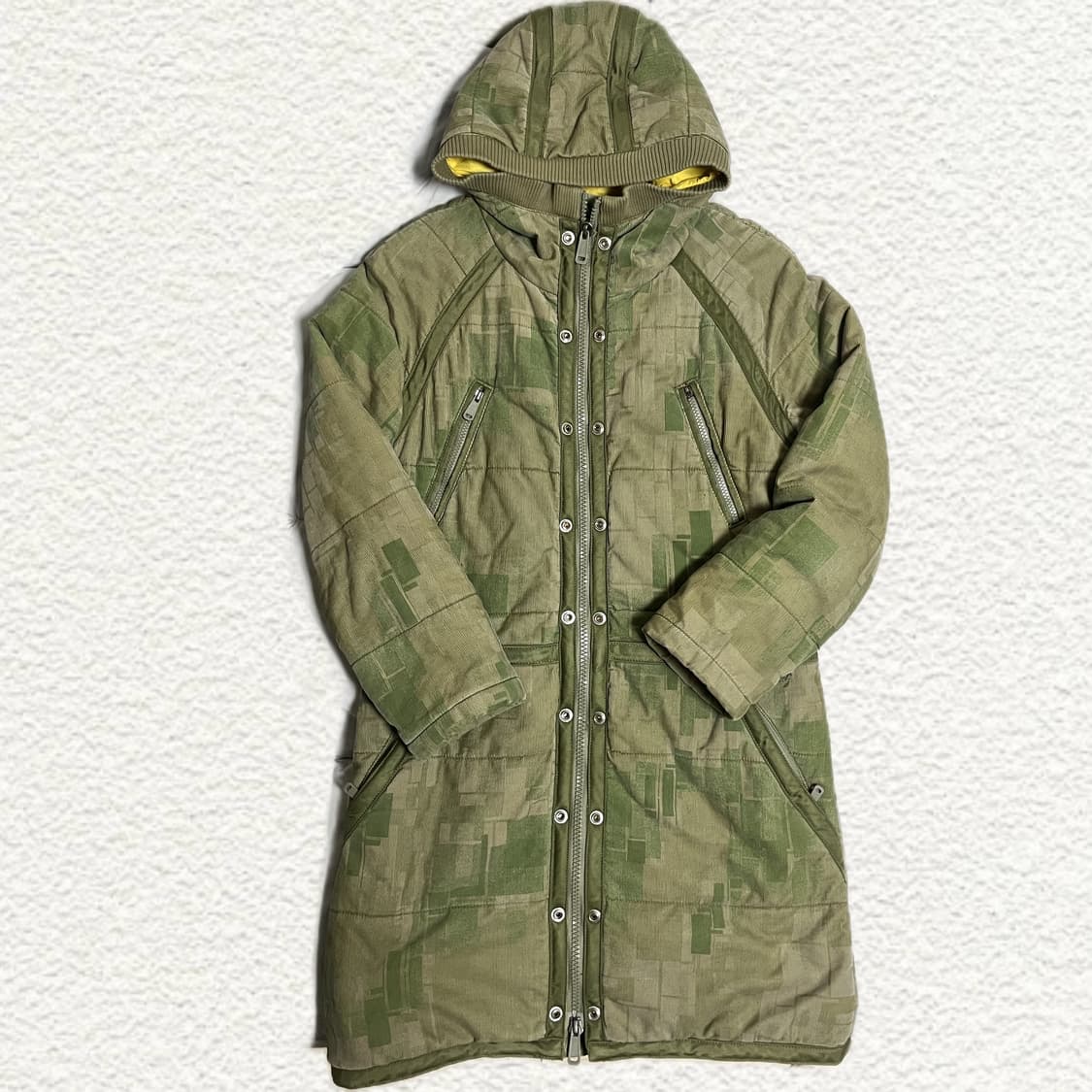 디젤 카모 퀼팅 후드 롱패딩 XS 상품이미지1