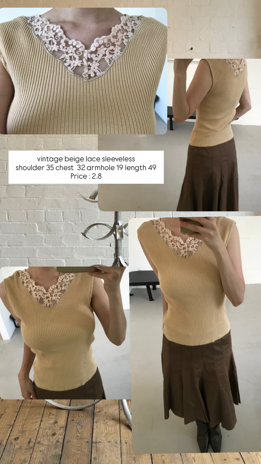 vintage beige lace sleeveless 상품이미지8