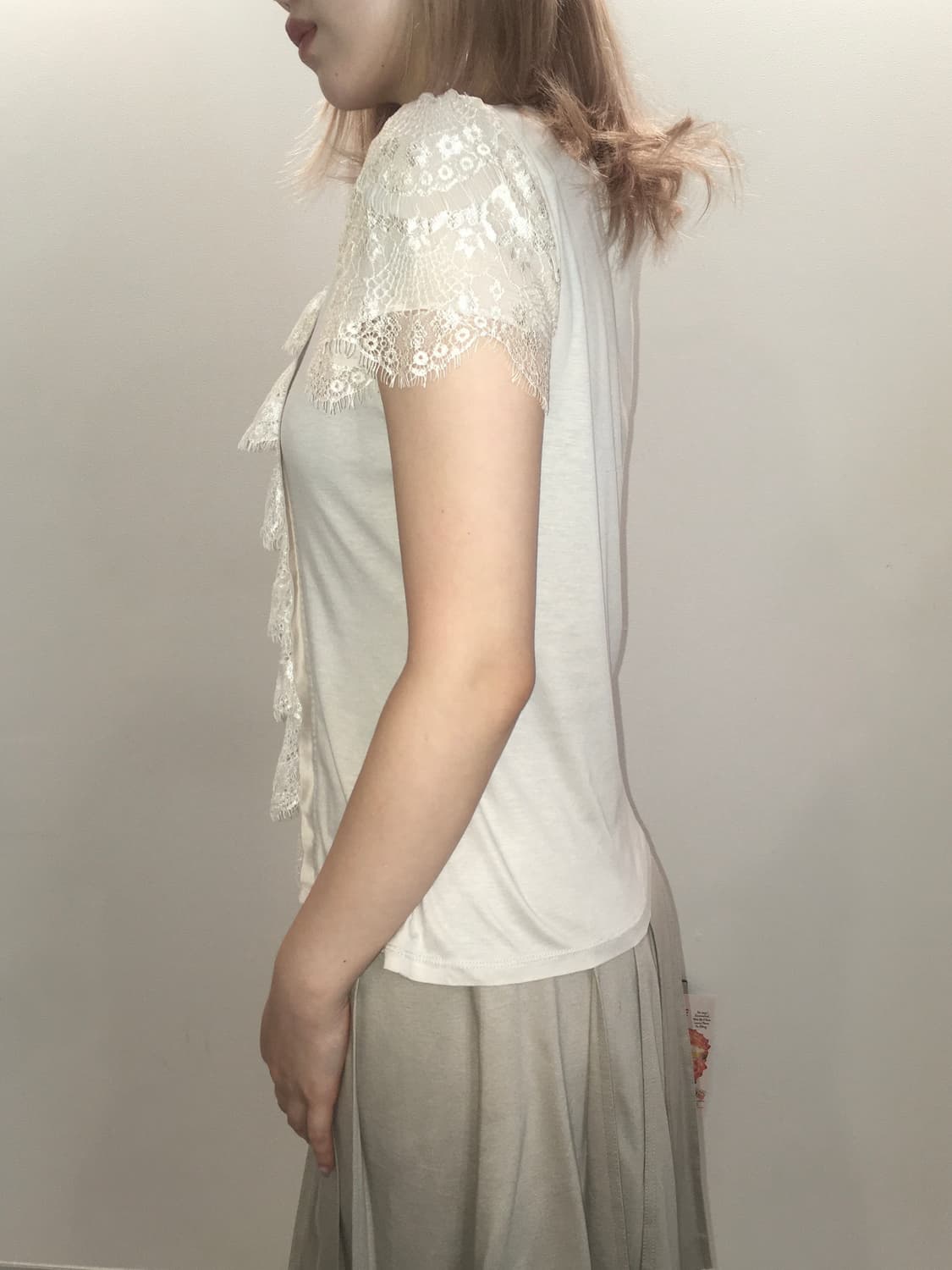 jpn vintage beige frill lace t shirt 상품이미지3