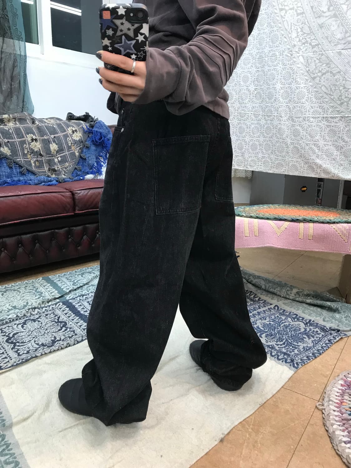 인템포무드 스트릿 워싱 벌룬핏 흑청바지 데님팬츠  상품이미지2