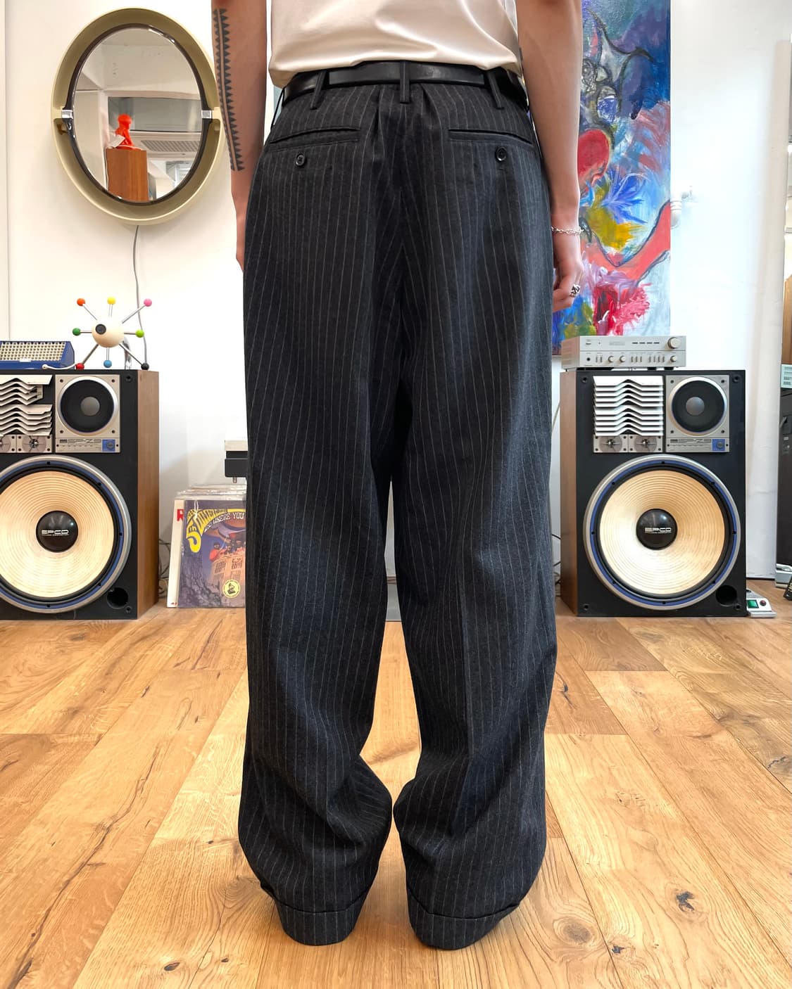 [2] 요지야마모토 와이즈 포맨 스트라이프 울 팬츠 상품이미지3