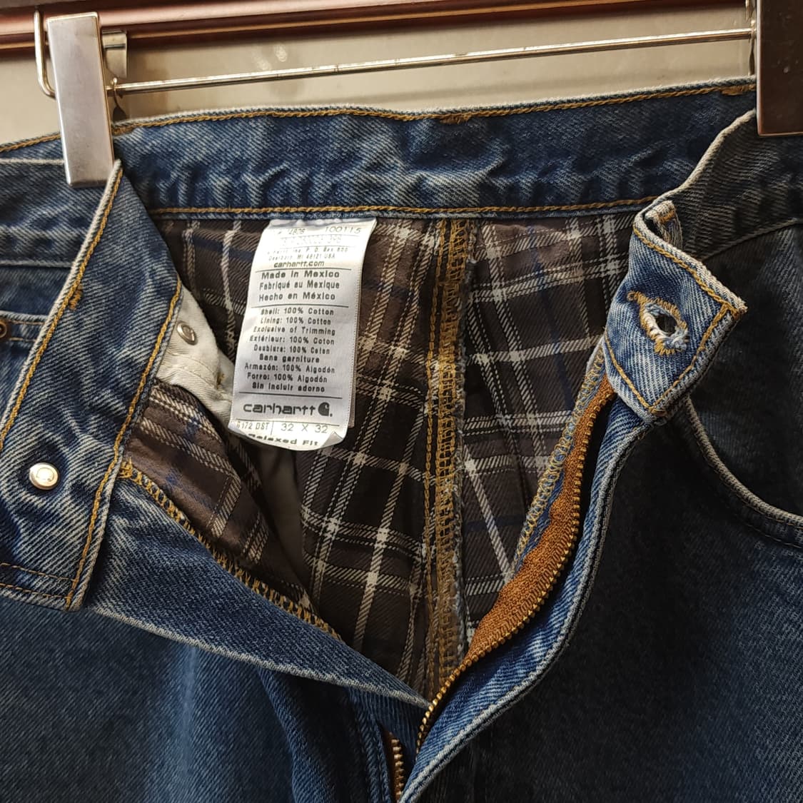 칼하트 데님팬츠 체크 라이닝 워크 데님 팬츠 32x32 상품이미지8