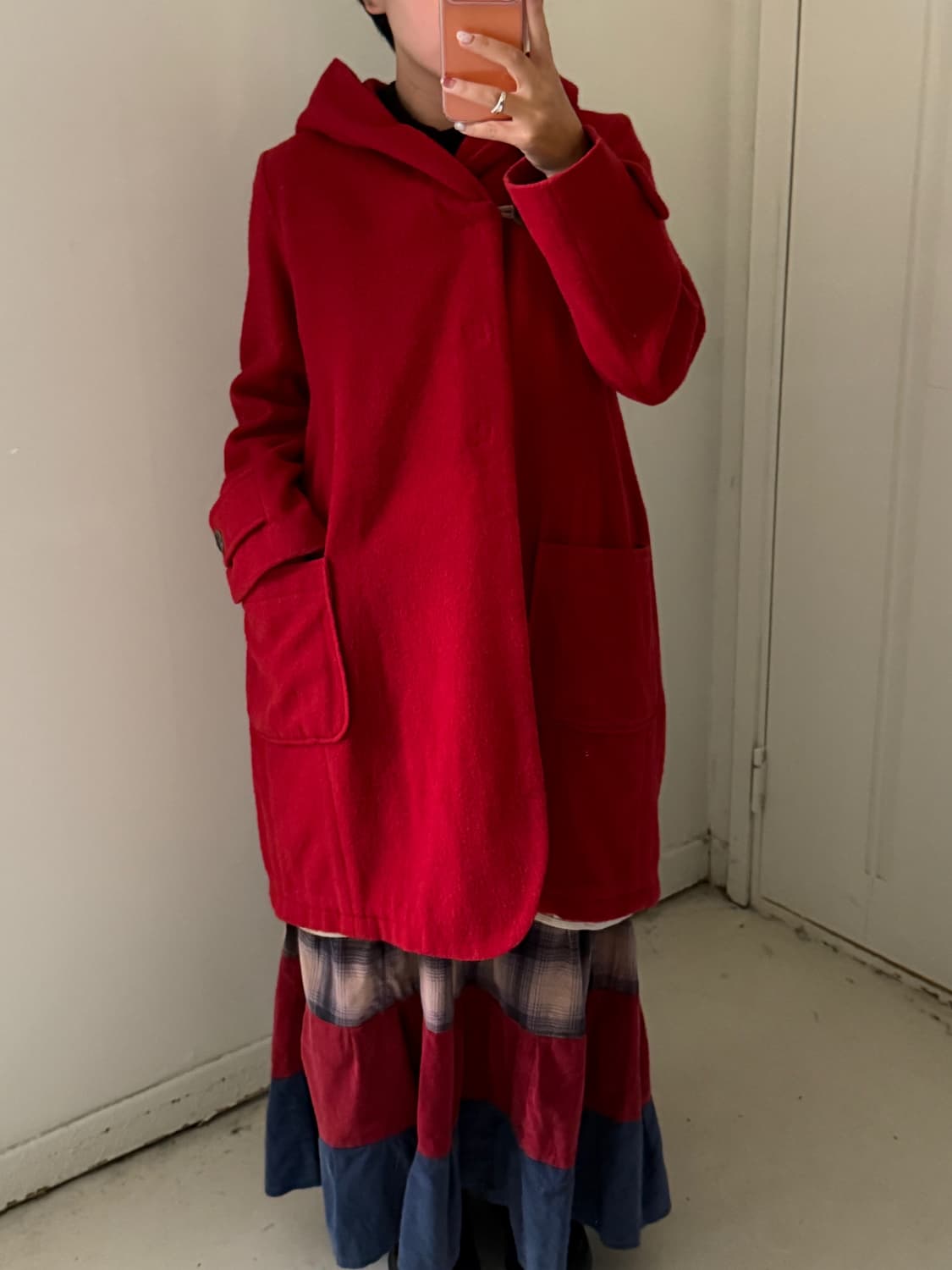 일본빈티지 kha:ki 레드 울 더플코트 상품이미지2