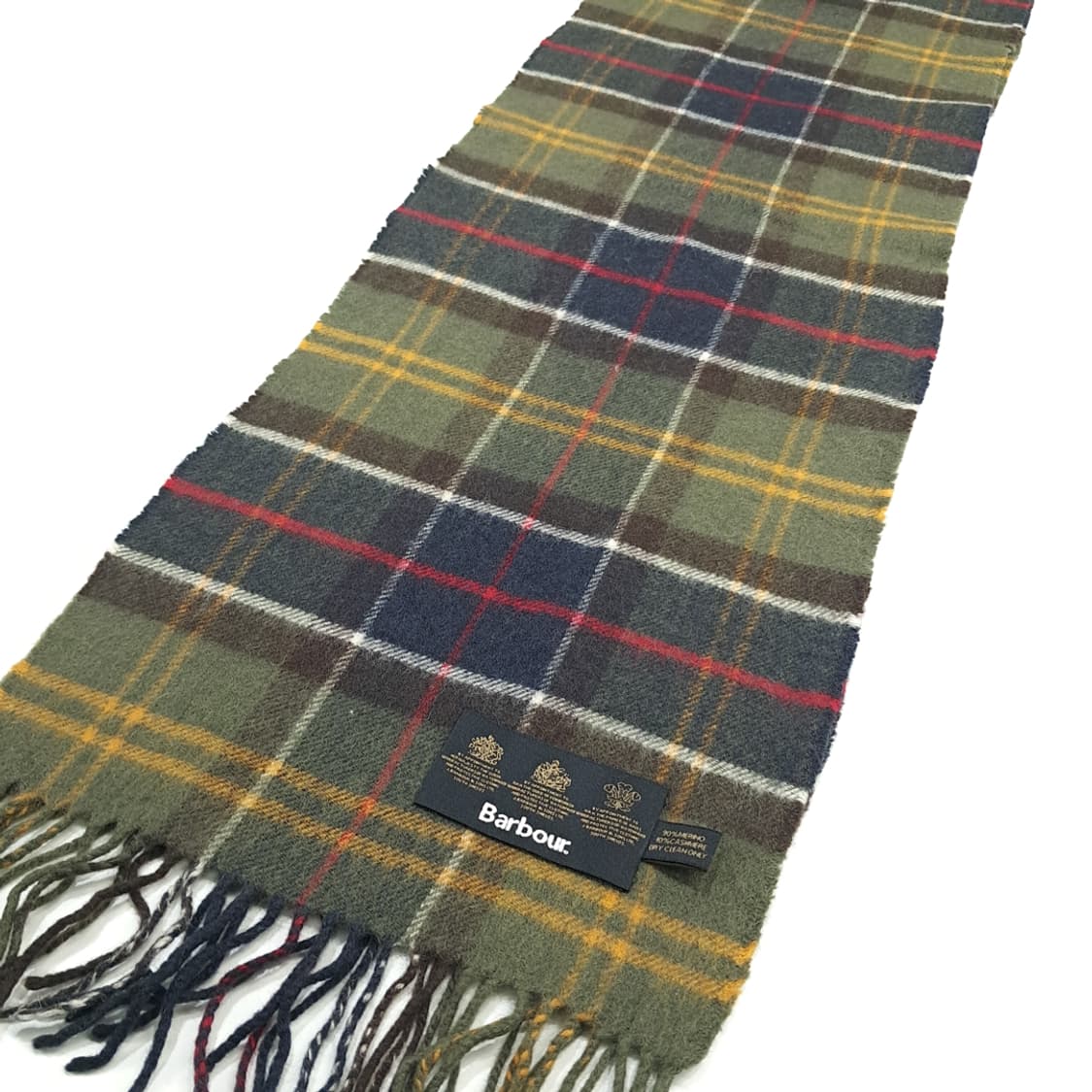MX313 바버 올리브그린 타탄체크 메리노 캐시미어 목도리 머플러 상품이미지2