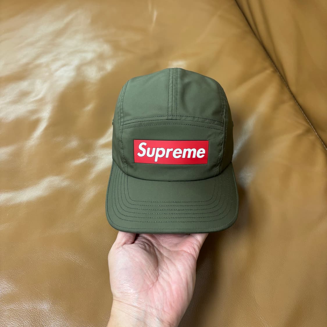 Supreme 슈프림 인셋 로고 올리브 카키 캠프캡 모자 (Khaki) 상품이미지2