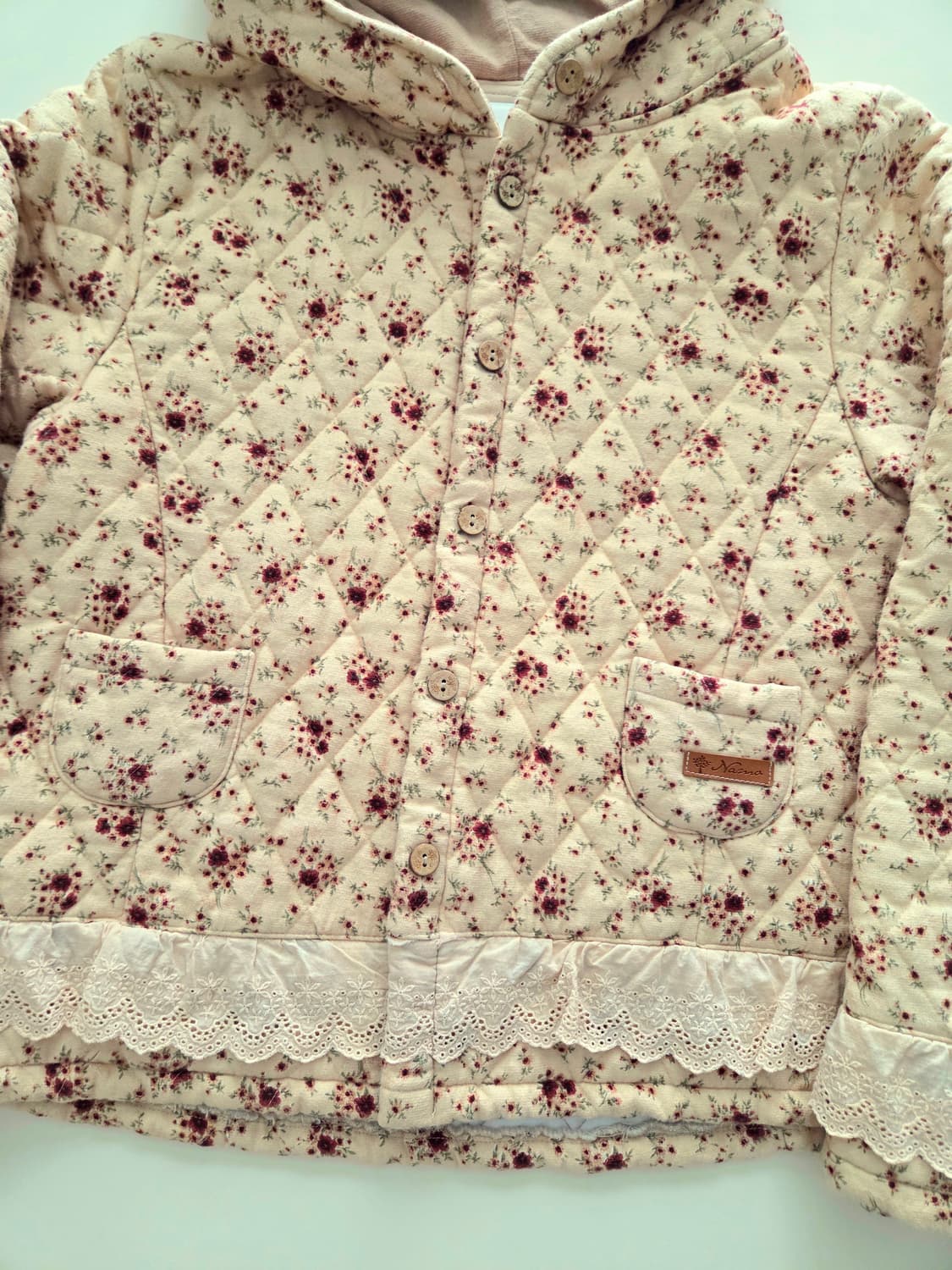 잔꽃 누빔 레이스 후드 아우터 상품이미지2