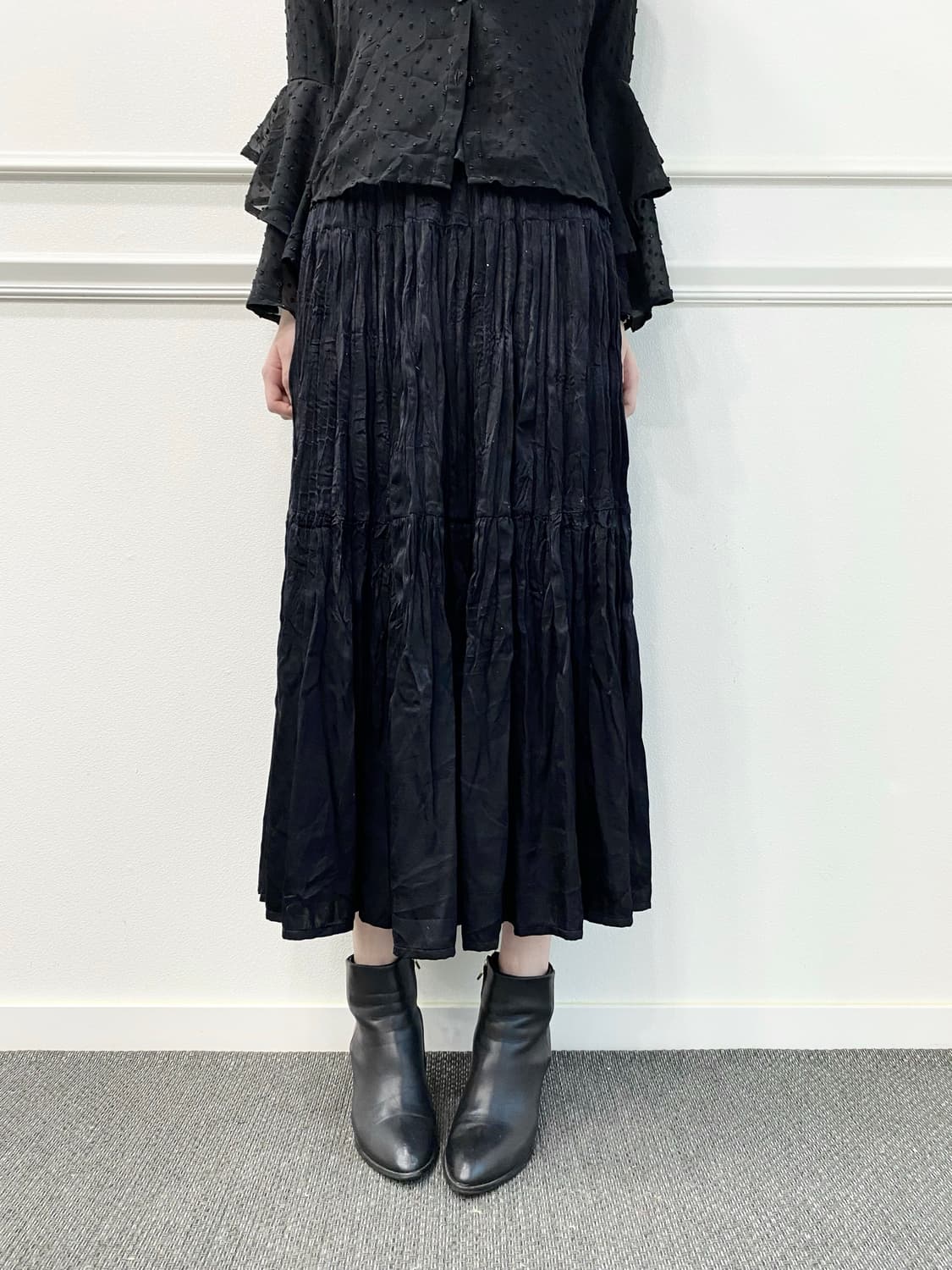 Minimal&Gothic Mood Black Long Skirts 상품이미지1