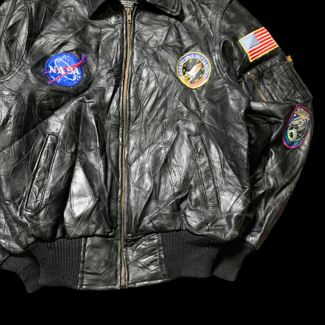 [M] 알파인더스트리 패치워크 가죽자켓 상품이미지5