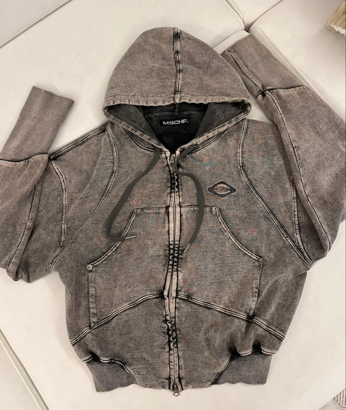 미스치프 후드 집업 워싱 차콜 (크림 34만원) 상품이미지1