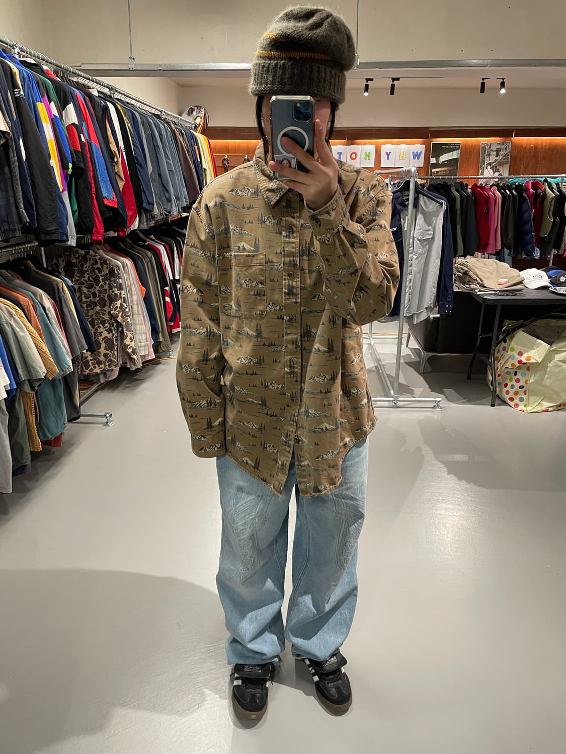 빈티지 패턴 워크 셔츠    상품이미지4