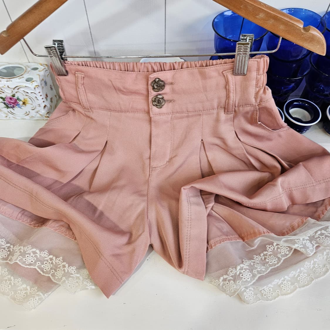레이스 핑크 큐롯팬츠 상품이미지5