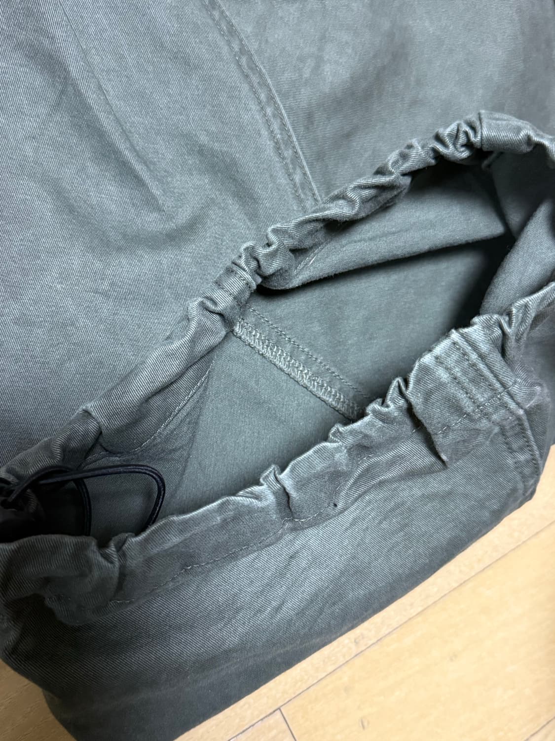 아캄 코튼 와이드 카고 팬츠 카키 1사이즈 상품이미지5