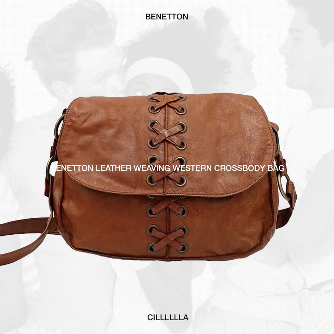 BENETTON 베네통  레더 위빙 웨스턴 크로스백 상품이미지1