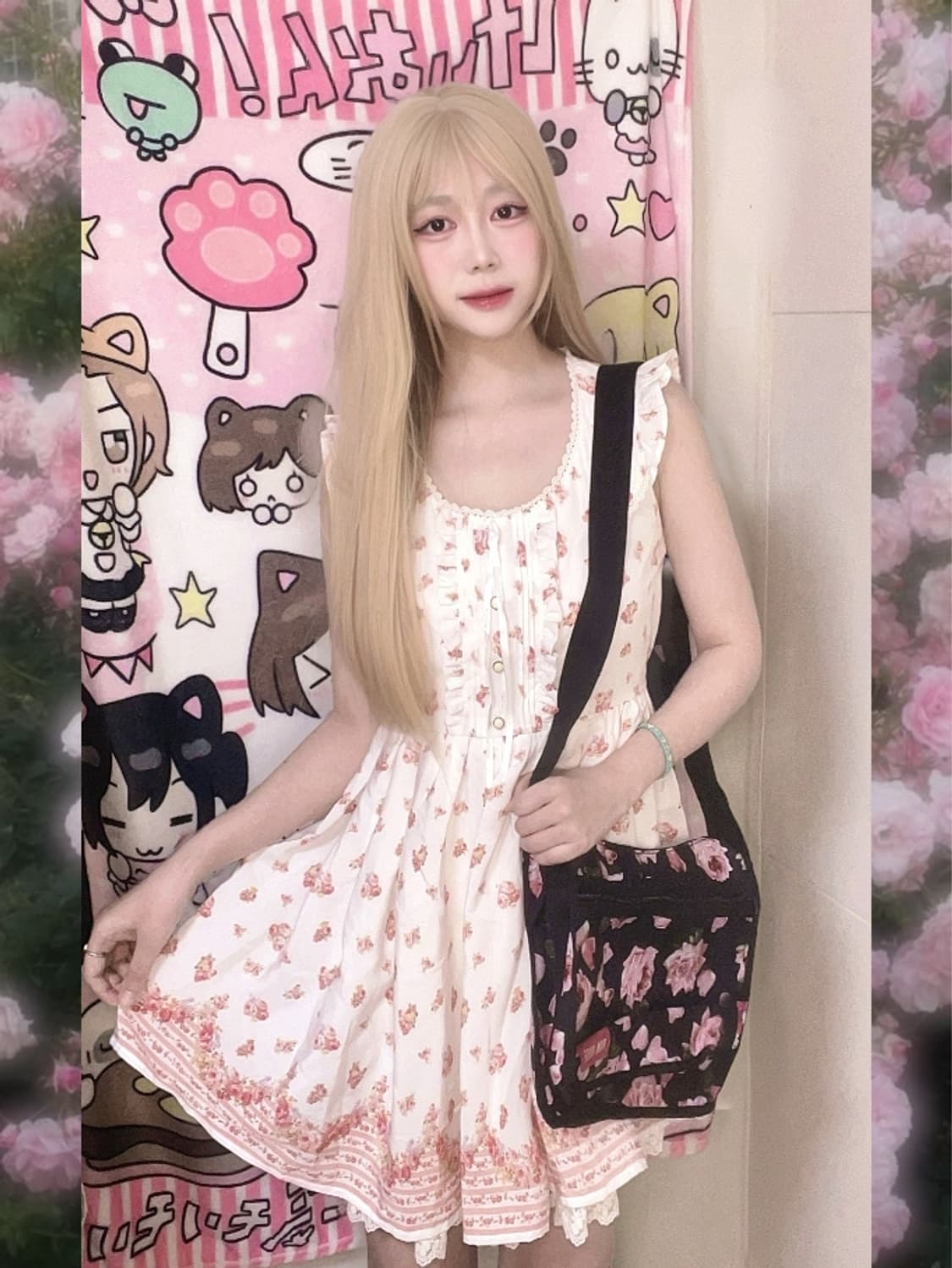 리즈리사 히메갸루 원피스 + 핑크 하우스 빈티지 가방 세트 상품이미지1