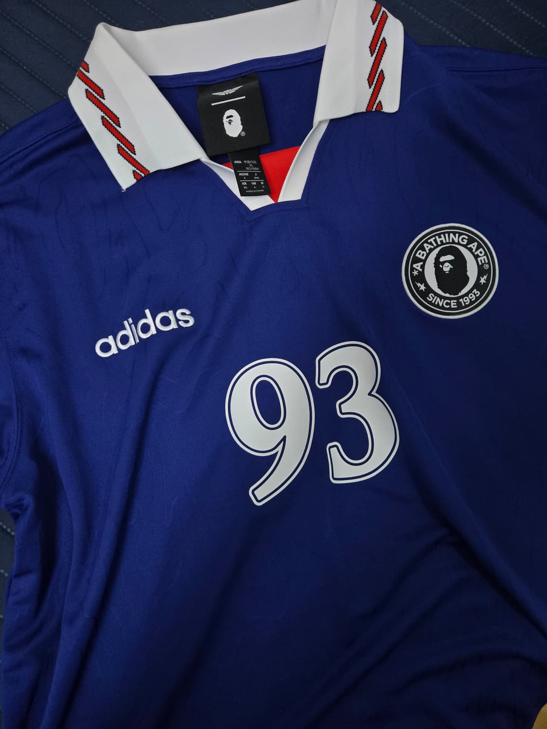 아디다스 x 베이프 숏슬리브 플레임 저지 재팬 블루 상품이미지1