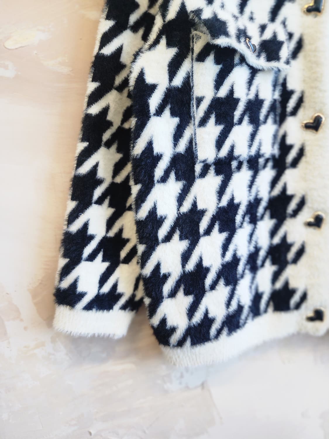 하운드 체크 아이보리 자켓 가디건 상품이미지3