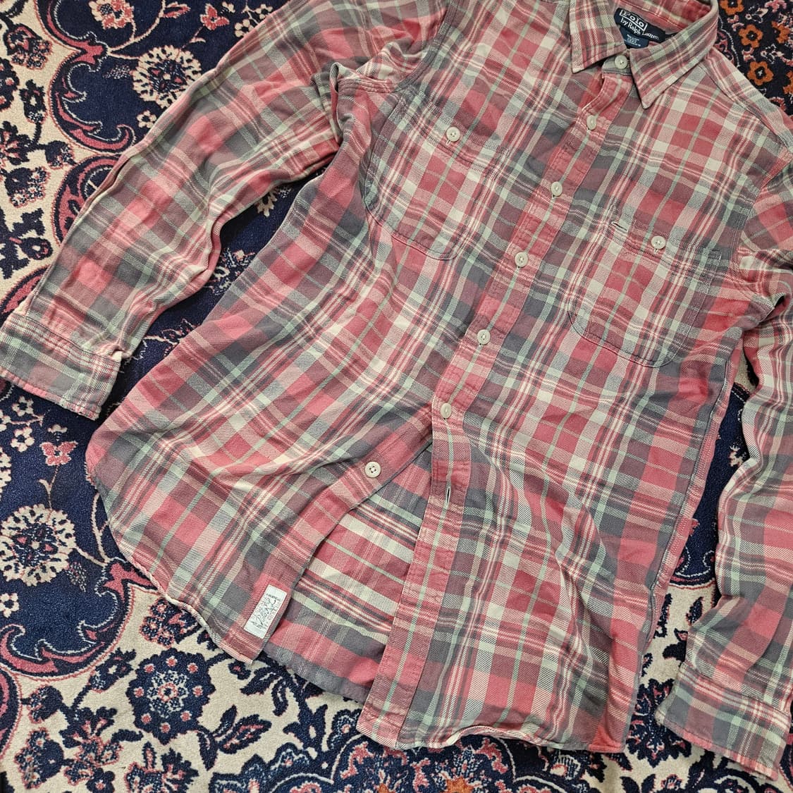 폴로랄프로렌 톤다운 핑크 체크 셔츠 S size 상품이미지3