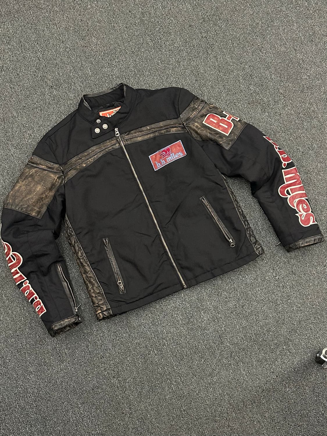 M)b.b.Miles 빈티지 가죽패치 스포츠바이커 자켓 상품이미지3