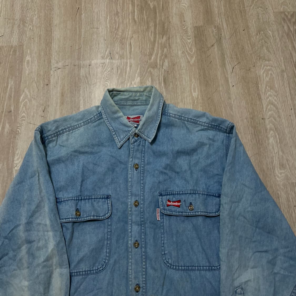 버드와이저 빈티지 로고 청셔츠 데님셔츠 M/95  상품이미지2