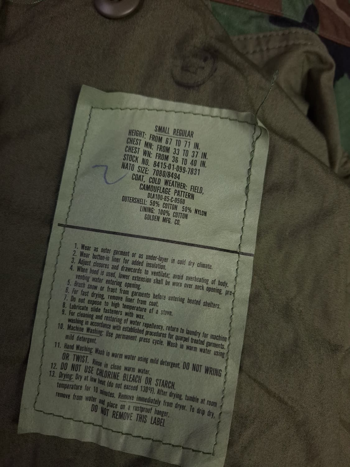 새제품 오리지날 미군 85's 우드랜드 M-65 필드야상 상품이미지3