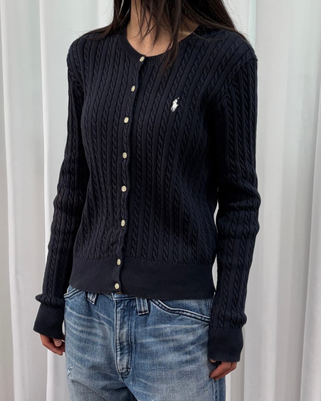 [XL/16]폴로 랄프로렌 걸즈 케이블 니트 가디건 navy 상품이미지3