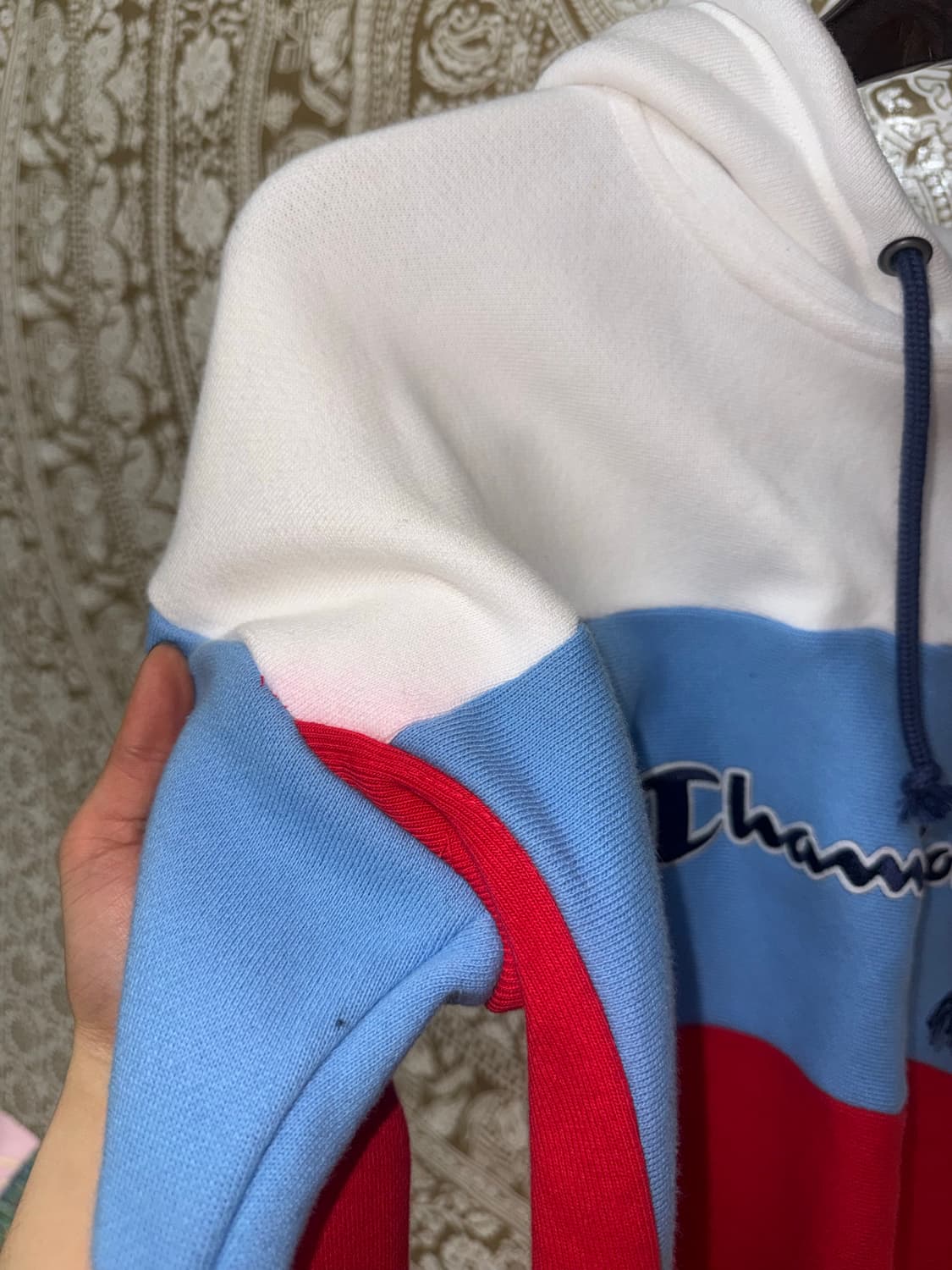 챔피온 리버스위브 여성 기모 크롭 배색 후드티  상품이미지6