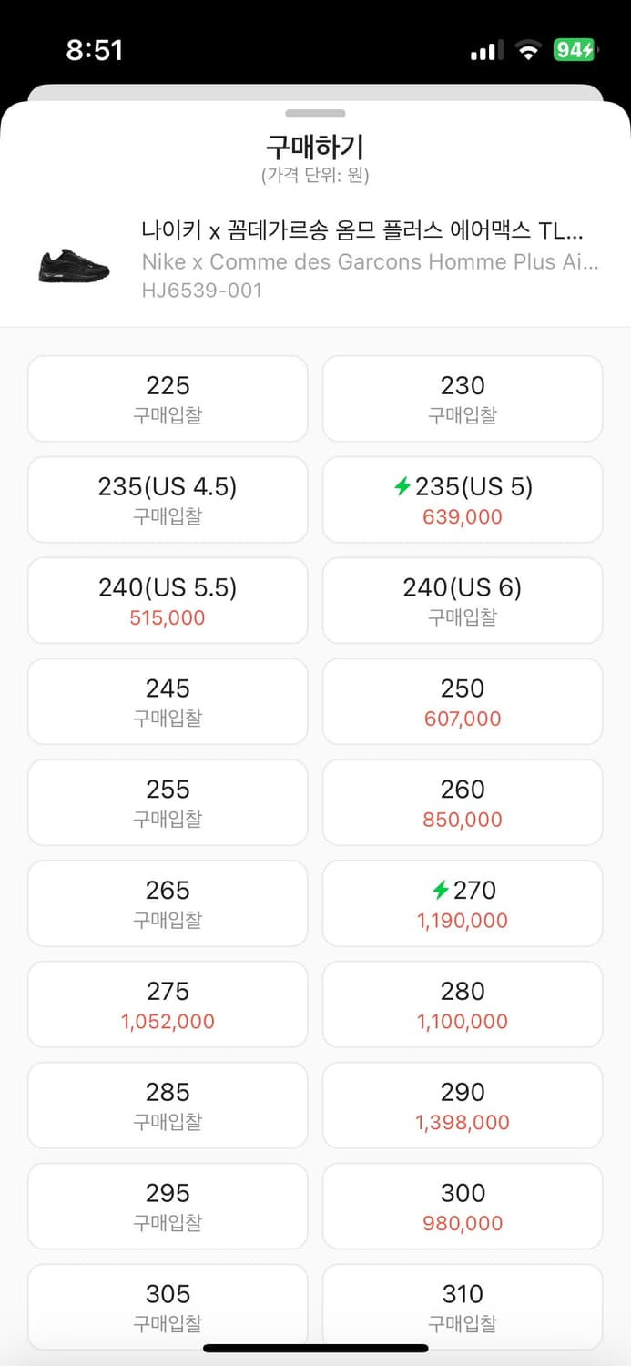 나이키 x 꼼데가르송 옴므 플러스 에어맥스 240 상품이미지2