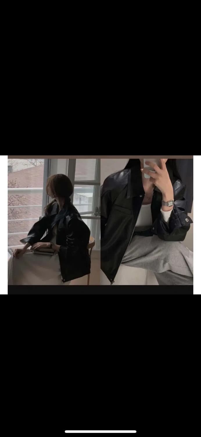 크치Made 매트 이프온리 스프링 나그랑 레더 자켓 블랙 상품이미지3