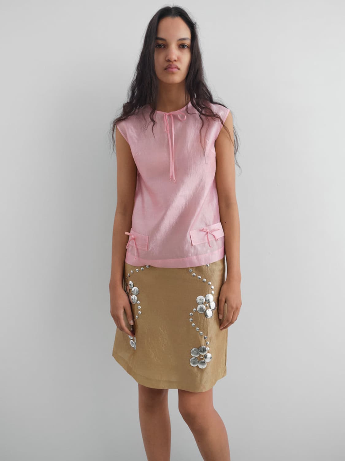 [XS,S,M]기마구아스 Twiggy 보우 실크 탑/핑크 상품이미지3