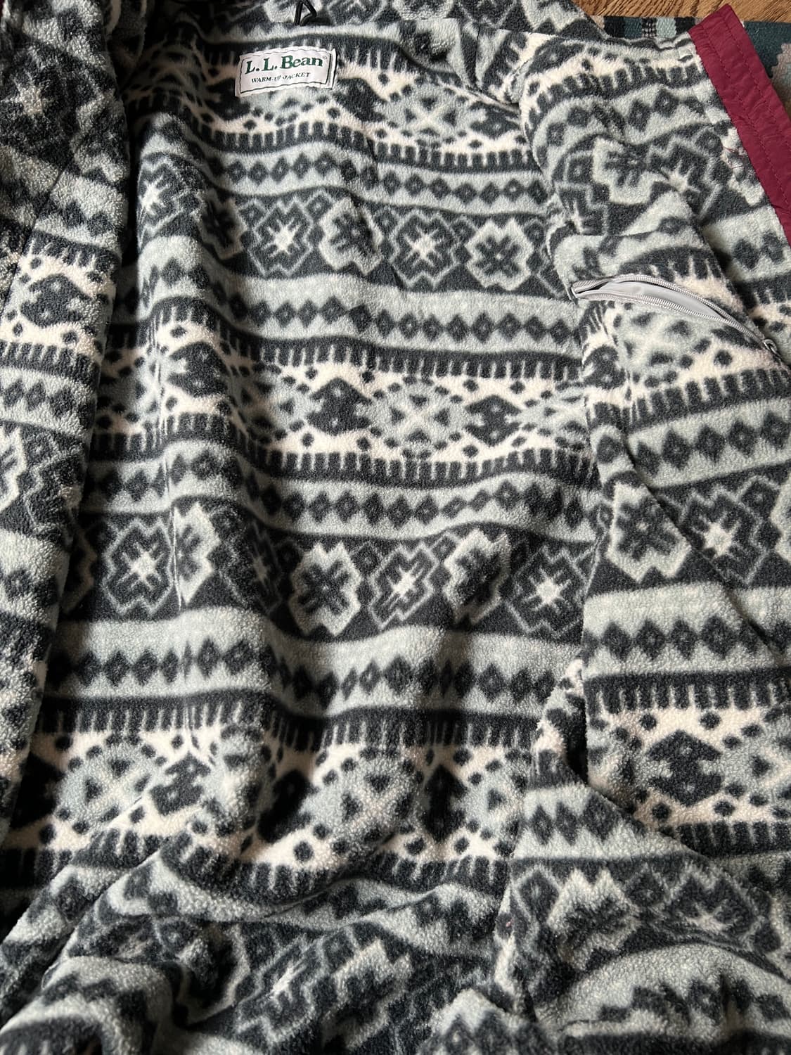 [XL]90's 엘엘빈 USA 나바호 플리스 라이닝 웜업 자켓 상품이미지6