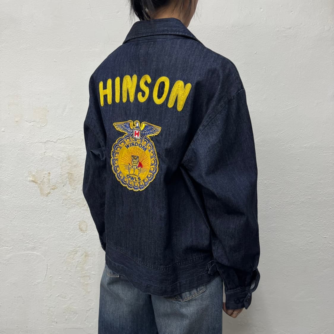 HINSON 인디고블루컬러 양면 자수로고 FFA 데님 자켓 상품이미지2