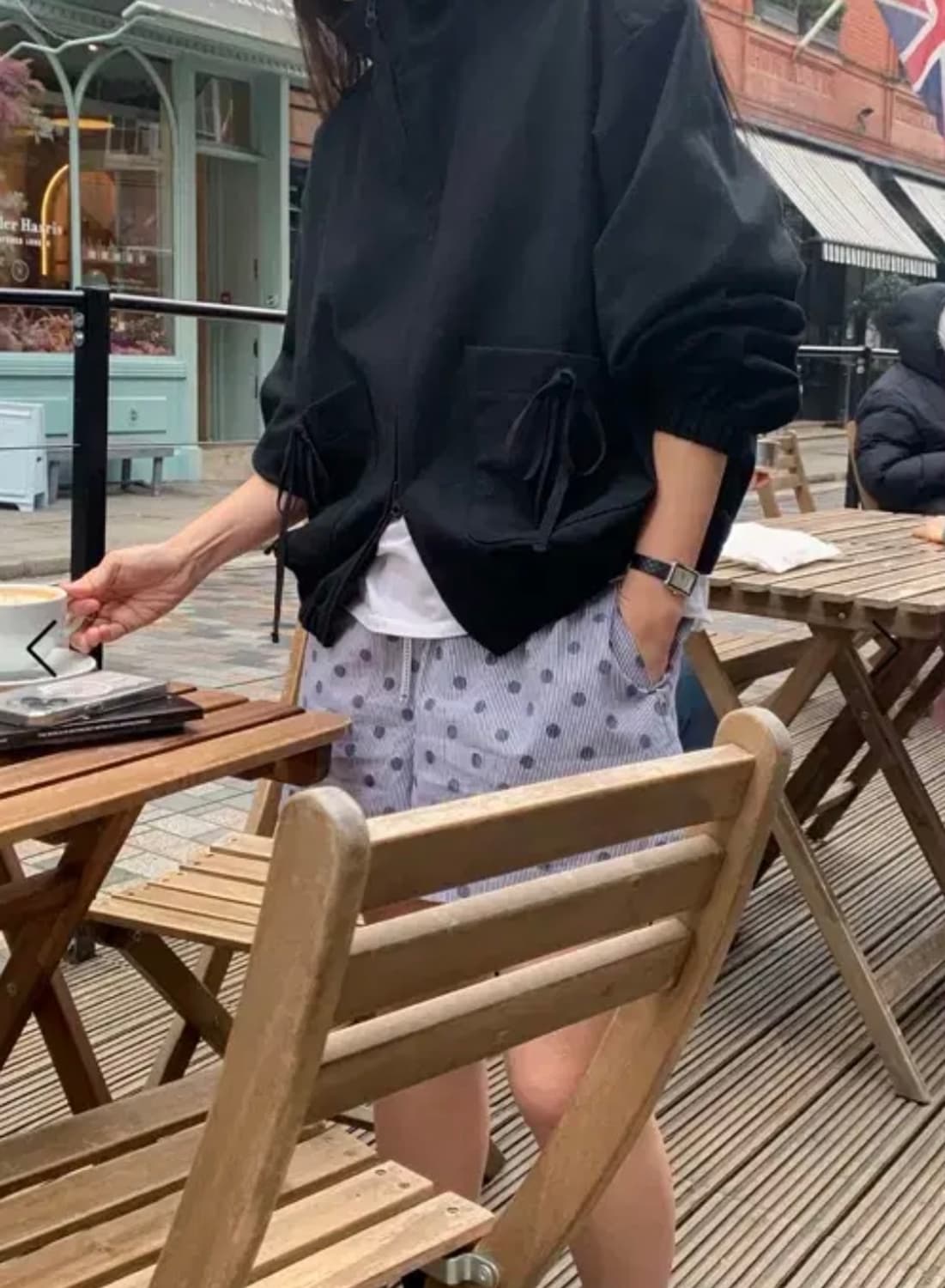 상태좋음) 헤이그 리본 블루종 블랙 Haag ribbon blouson  상품이미지2