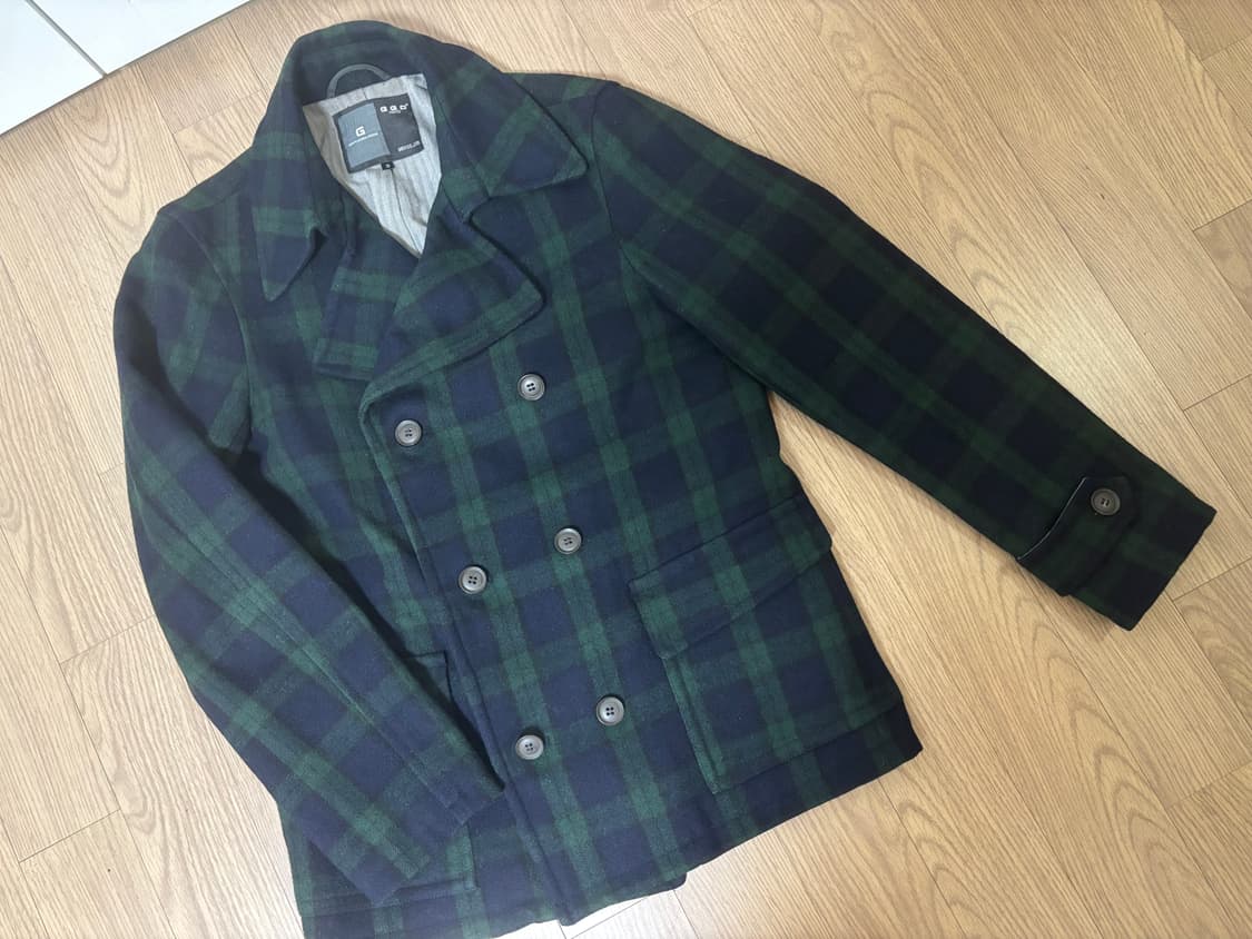상태최상 모직 울 더블버튼 타탄체크 피코트 남여공용 남s 여L 갸루 상품이미지1