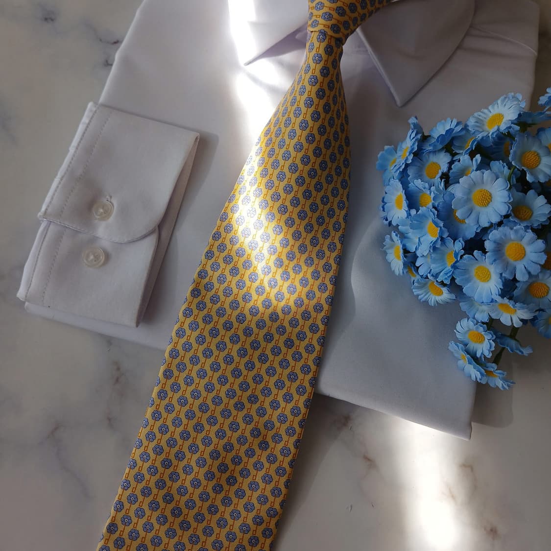 던힐 실크 옐로 플라워&로고 패턴 넥타이 9.2cm A+등급 A19061 상품이미지6