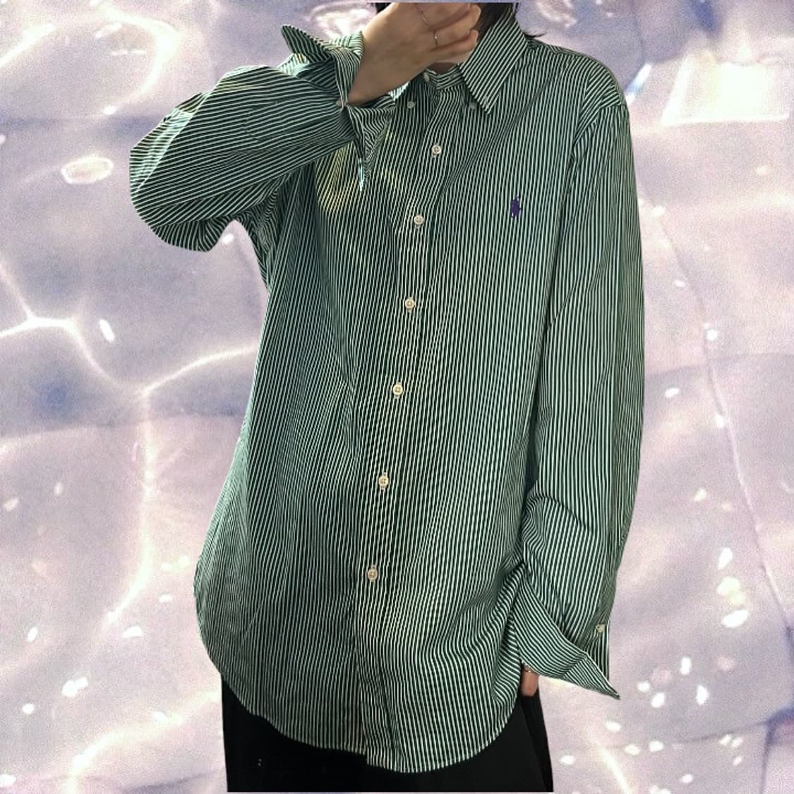 폴로 랄프로렌 스트라이프 셔츠 그린 L 상품이미지1