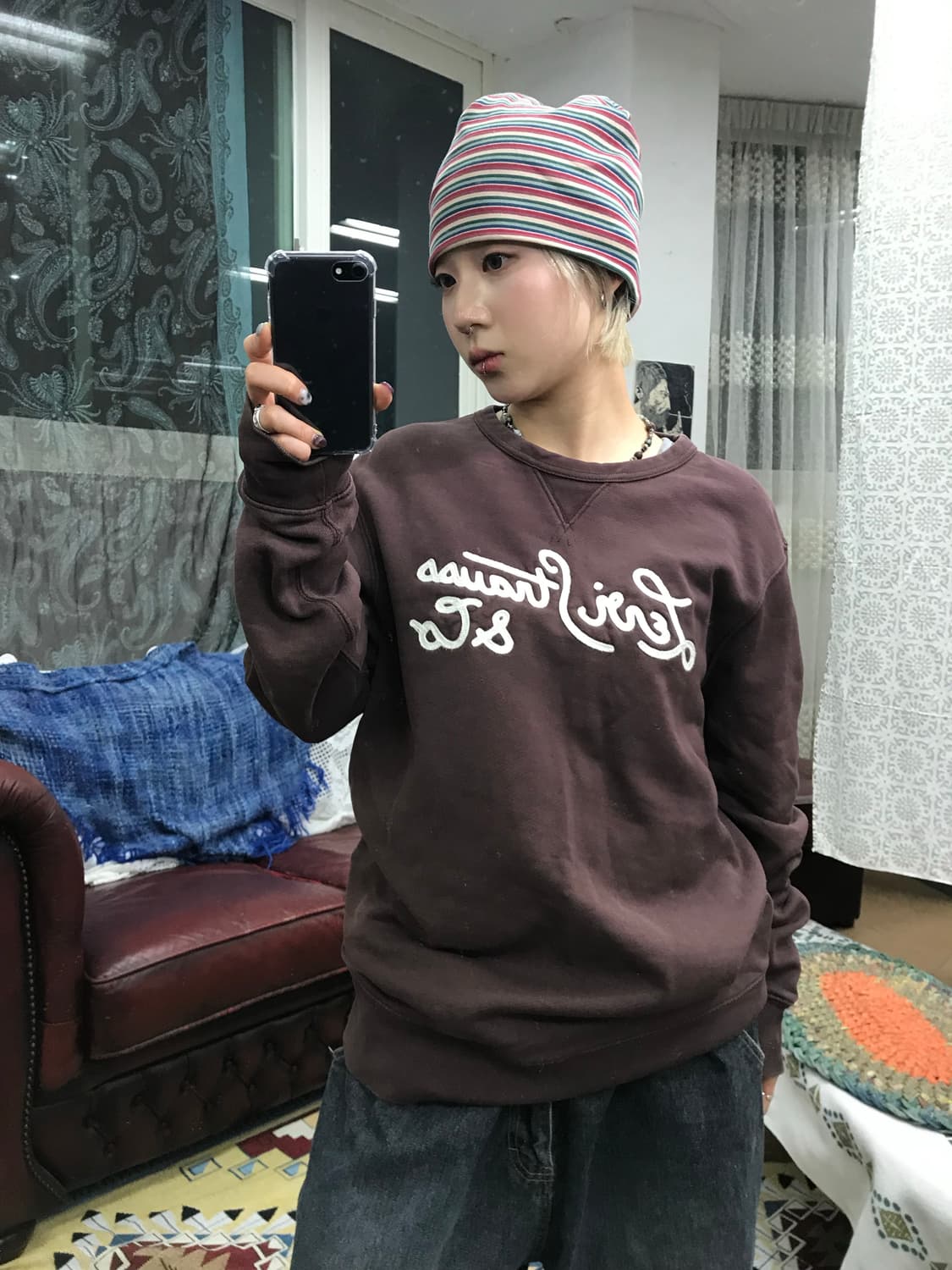 리바이스 자수 브라운 맨투맨 (Z1047) 상품이미지2