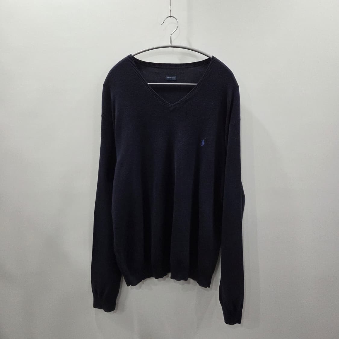 폴로랄프로렌 피마코튼 브이넥 니트 네이비 XL 상품이미지1