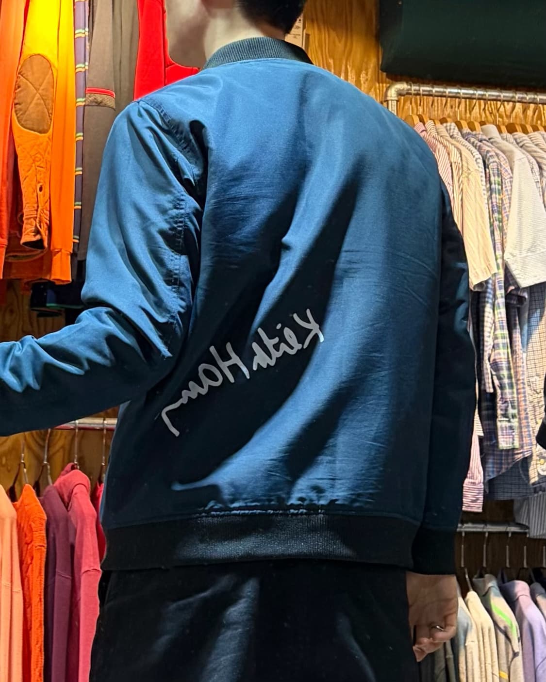 L 키스 해링 심볼로고 포켓 네이비 MA-1 자켓 상품이미지2