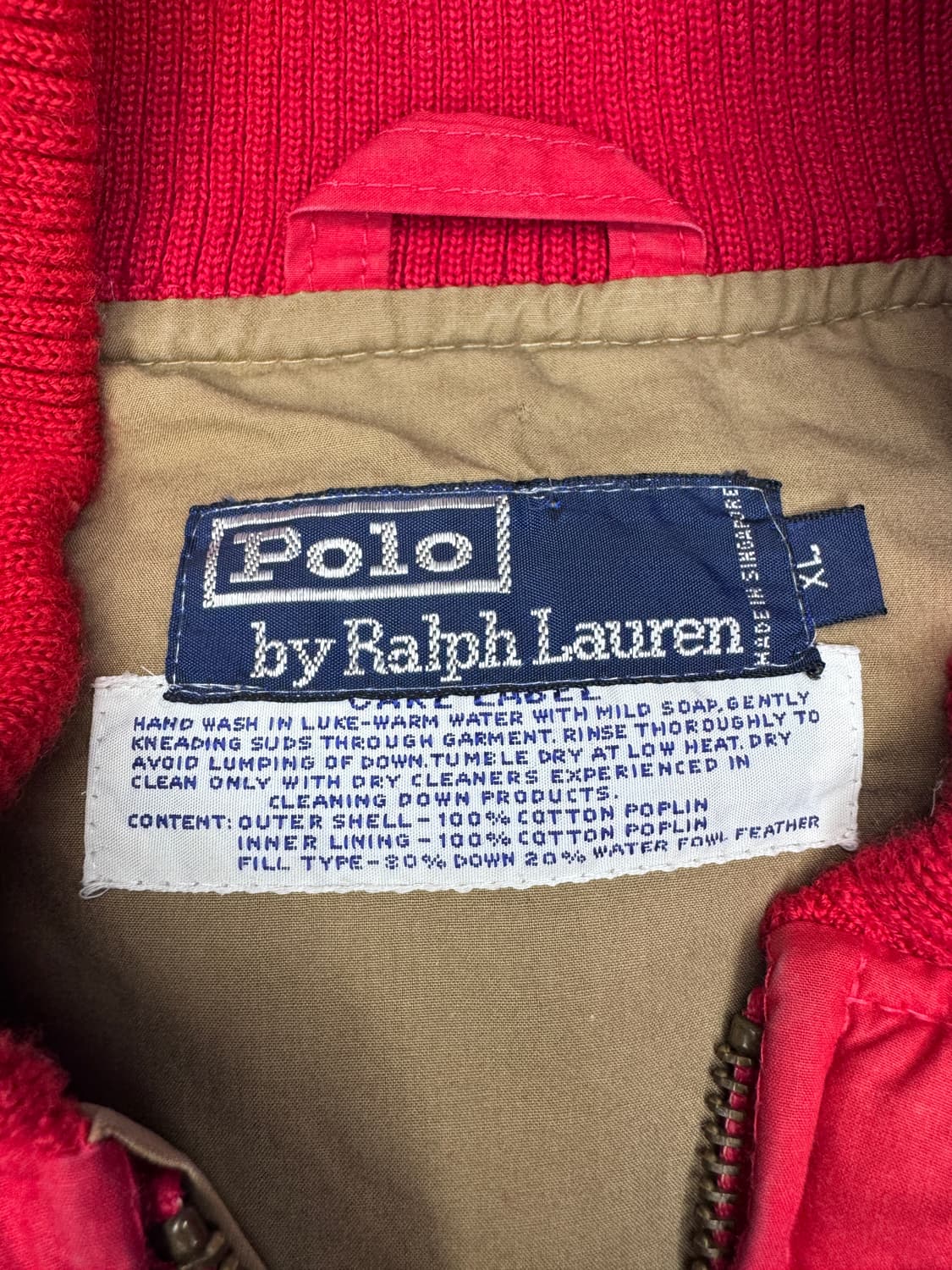 빈티지 90s 폴로 랄프로렌 다운 패딩 베스트 패딩조끼 레드 XL 상품이미지3